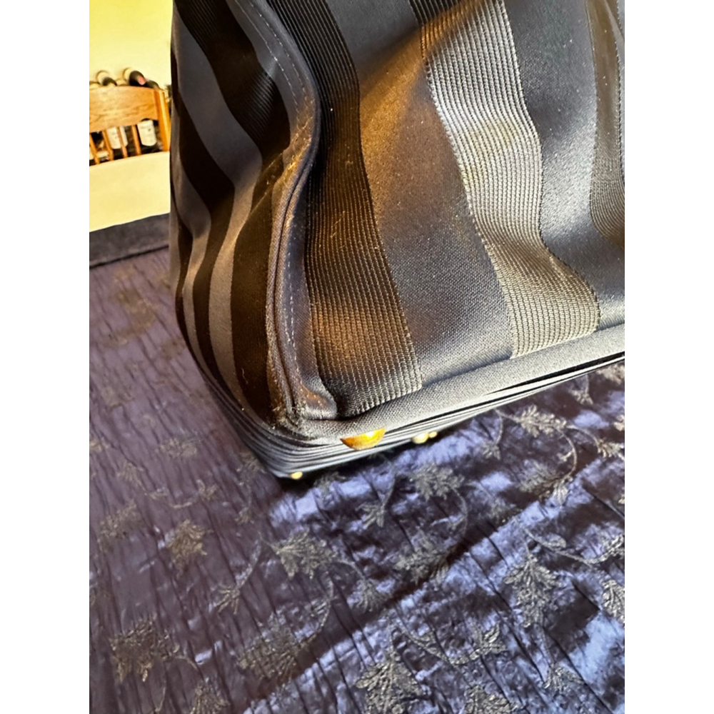 Valentino Garavani Leather & Nylon Navy Striped Travel Bag - Picture 7 of 16